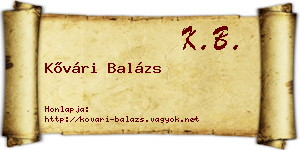 Kővári Balázs névjegykártya
